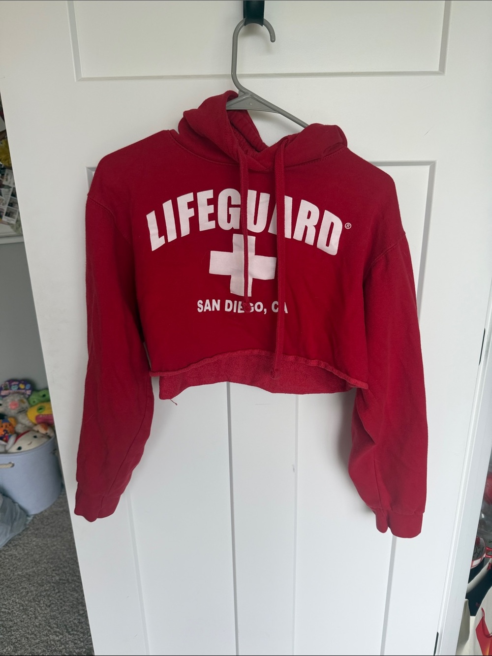 Lifeguard San Diego CA - Red Cropped Hoodie